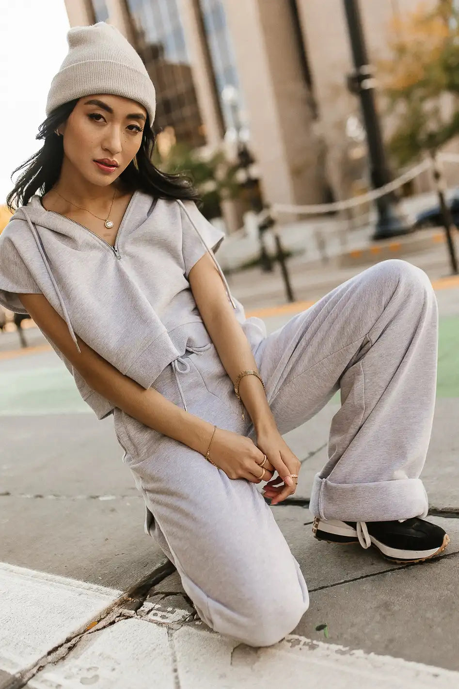 Amy Cropped Sleeveless Hoodie in Grey FINAL SALE bohme
