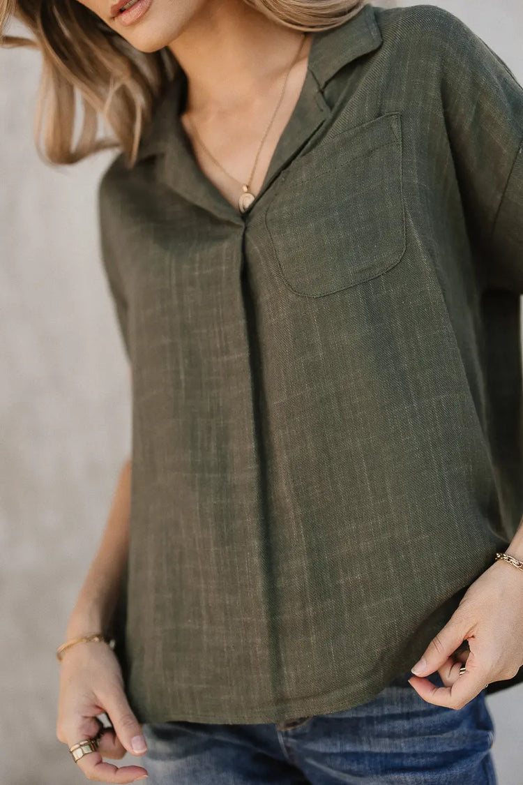 One side pocket top in green 