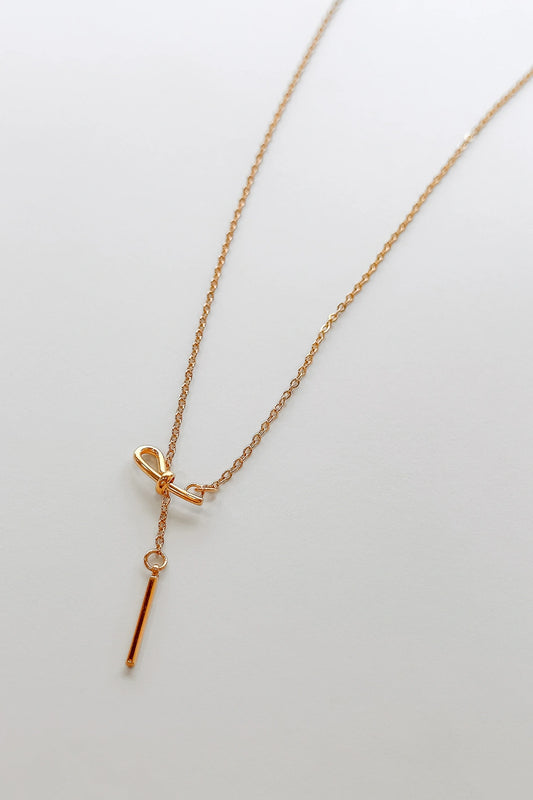 Half bow Pendant gold necklace 
