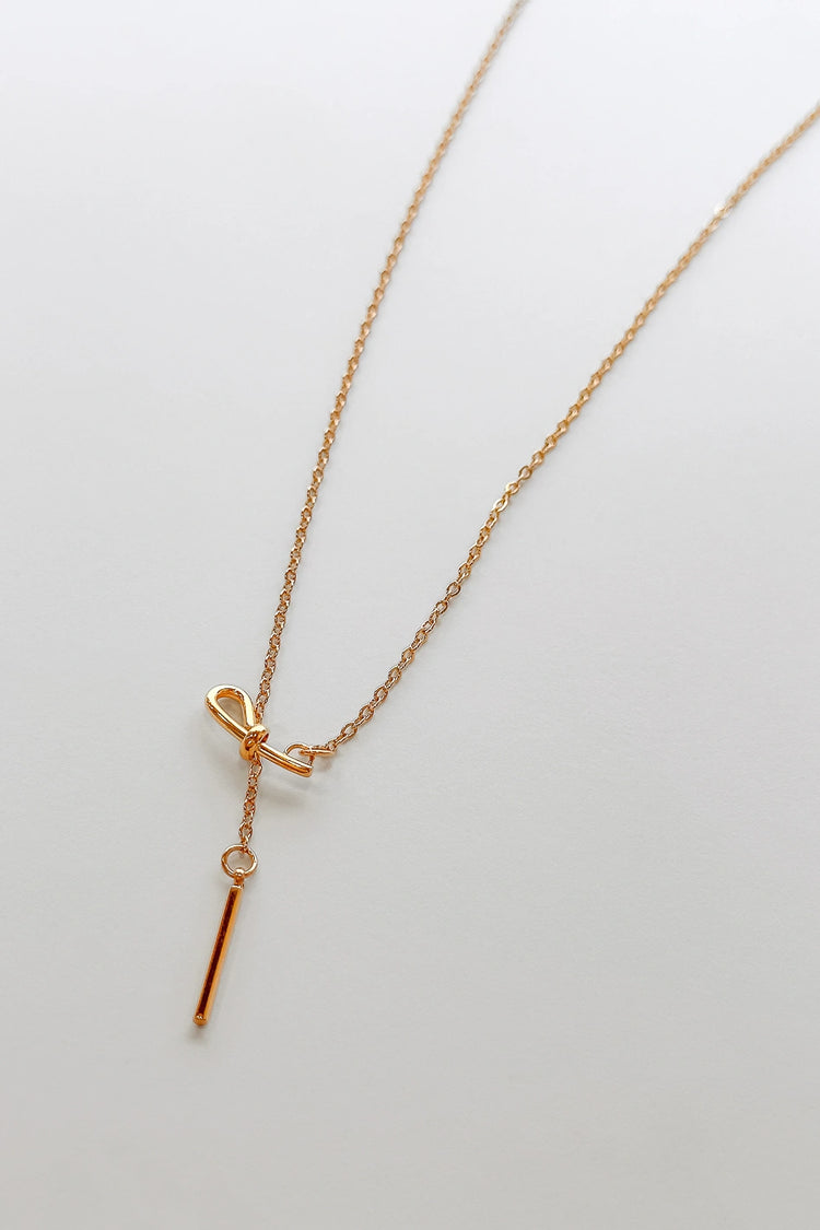 Half bow Pendant gold necklace 