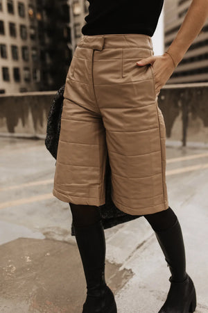 Quilted Vegan Leather Bermuda Shorts - FINAL SALE