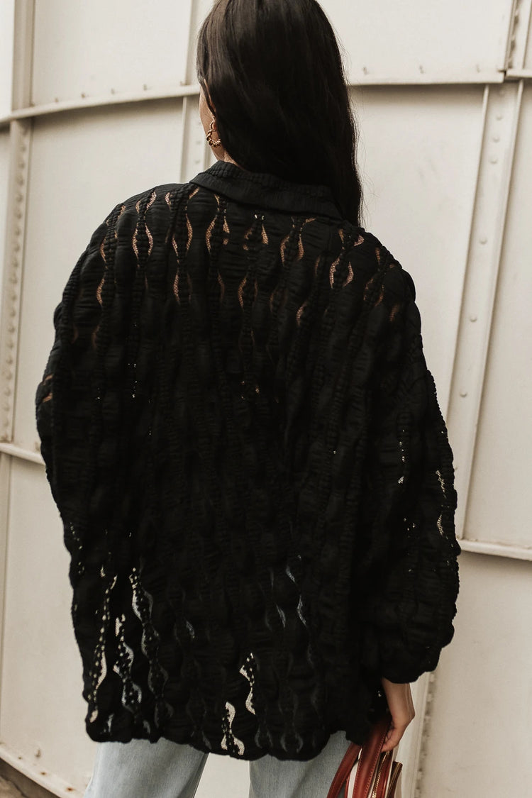 Oversized fit lace button up in black 