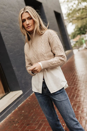 Mickie Cropped Sweater in Taupe