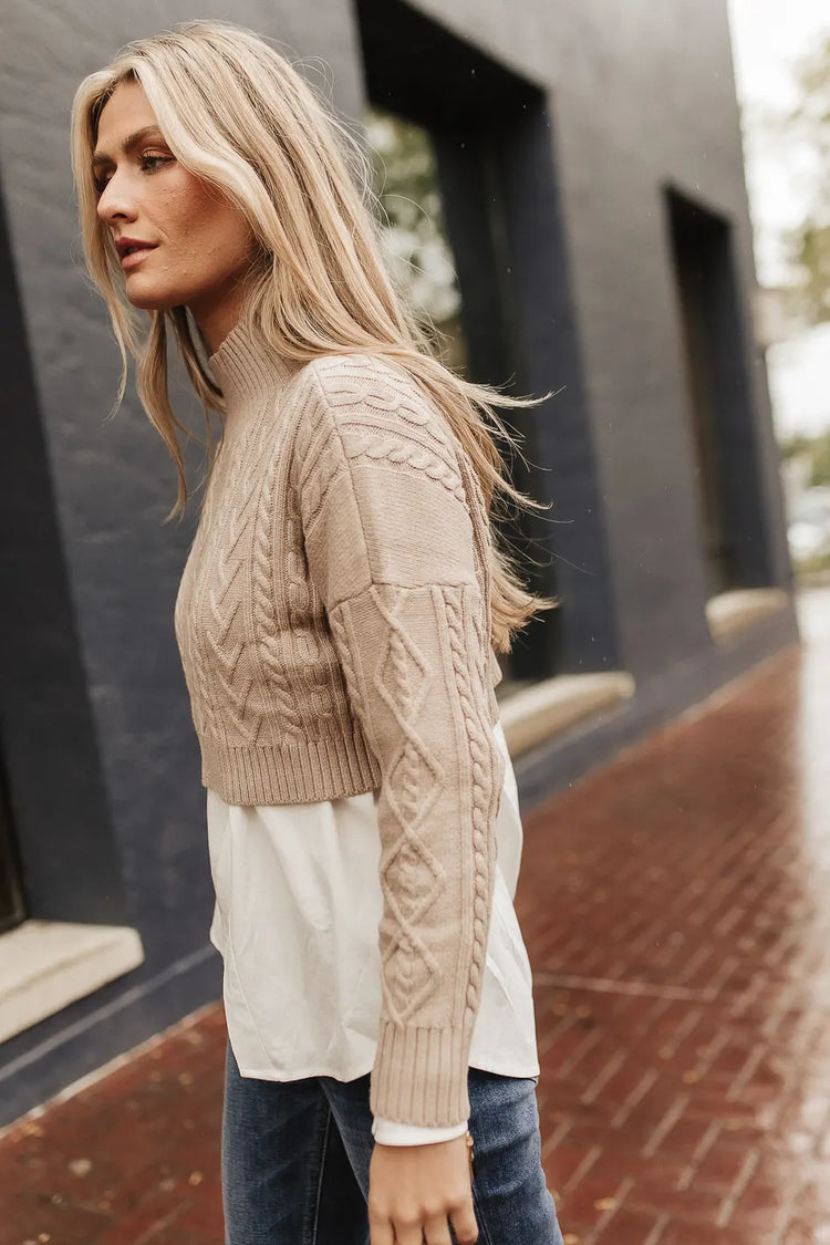 Long sleeves sweater in taupe 