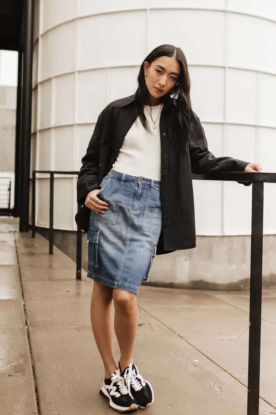 永久保証 idem made in Japan tuck denim skirt - スカート