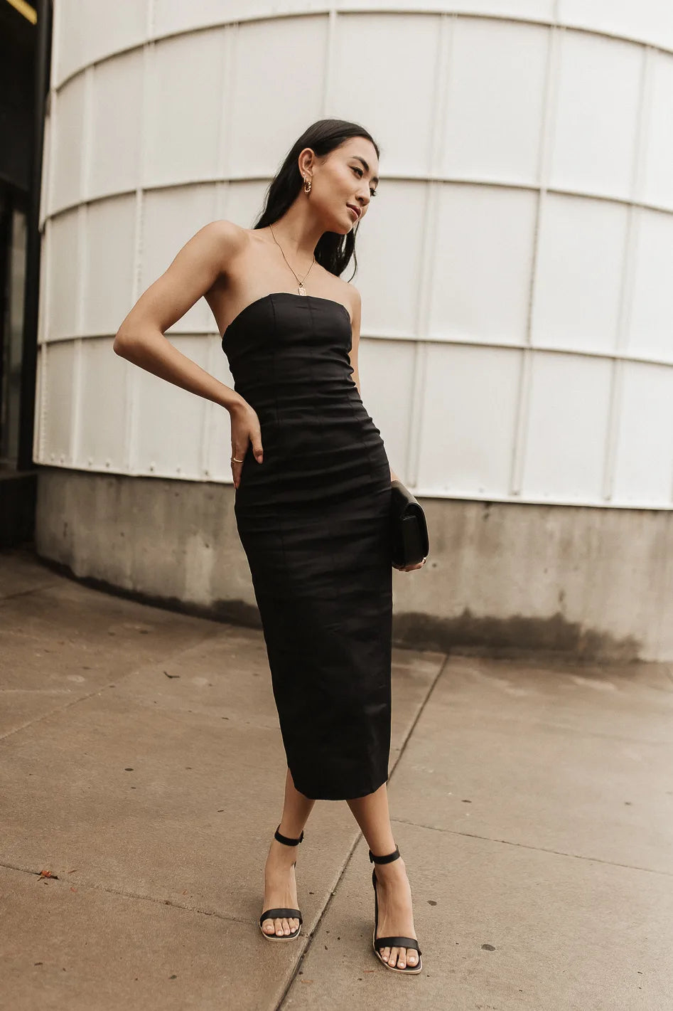 Micah Strapless Midi Dress in Black FINAL SALE bohme