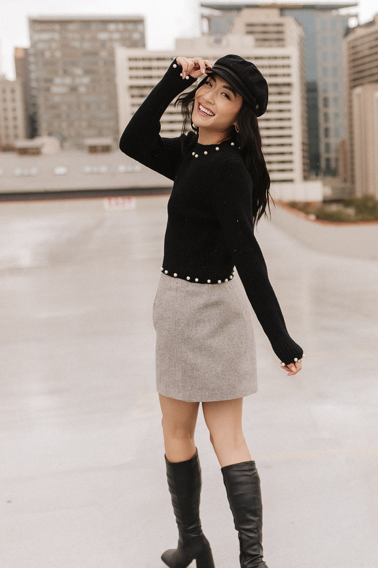 Non stretch mini skirt in grey
