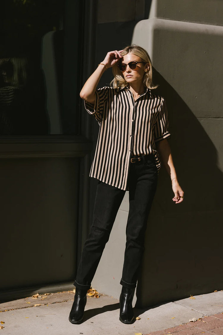 Button up striped top 