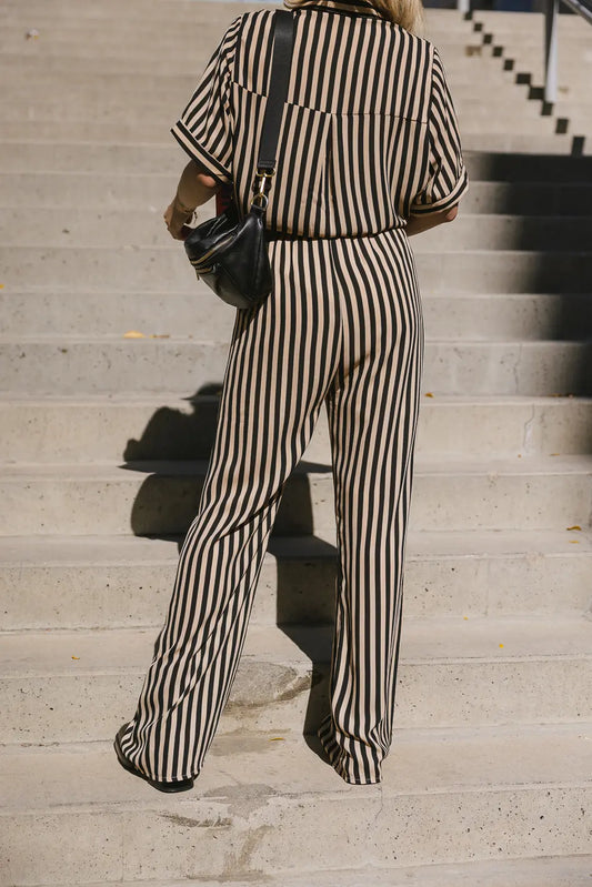 Woven striped pants in black 