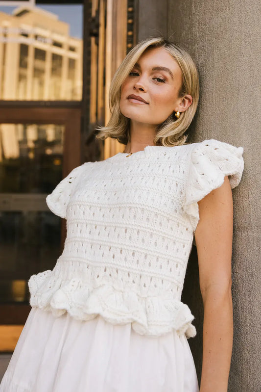 Crochet top maxi dress in cream 