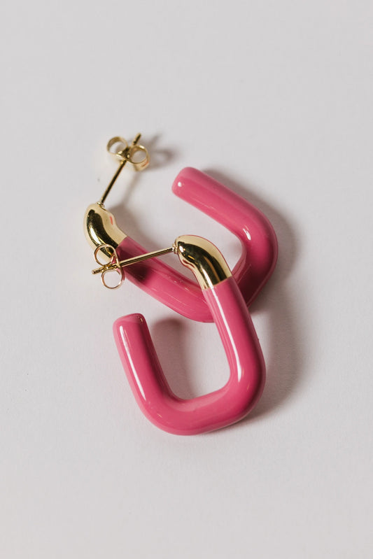 Pink rectangular earrings 