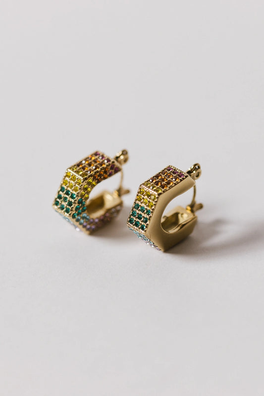 Colorful earrings in gold 