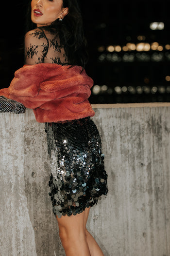 sequin skirt in black