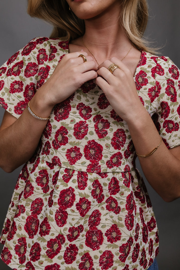 short sleeve floral blouse