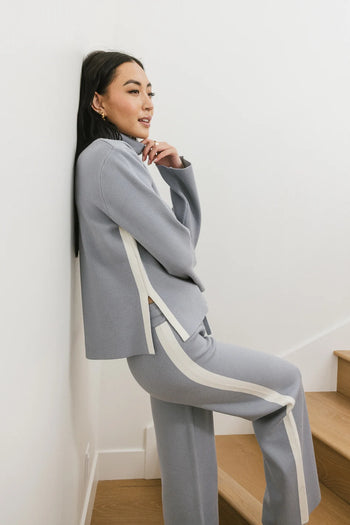 Side slit sweater in blue 