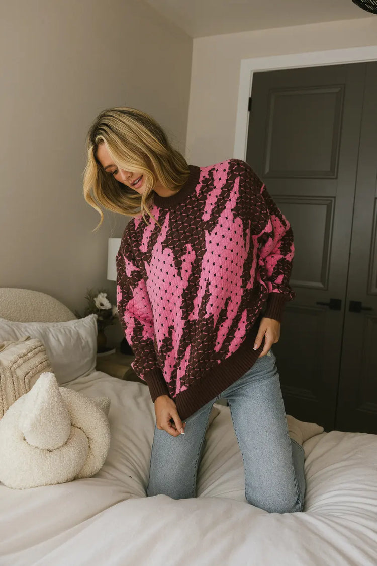 two tone abstract sweater