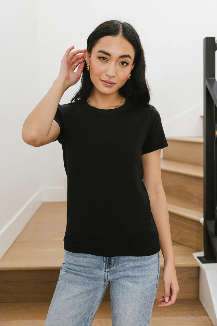 Round neck T-Shirt in black 