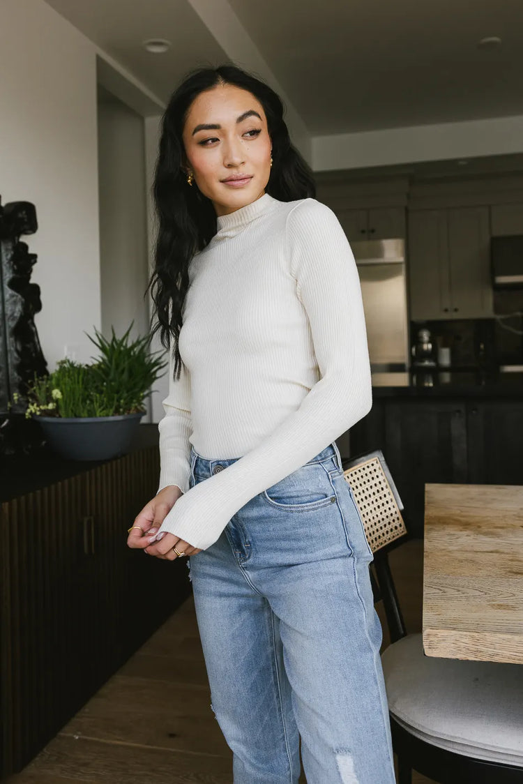 fitted sweater in cream