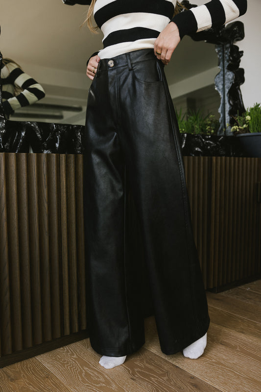 Vegan leather pants in black