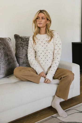 long sleeve sweater in cream
