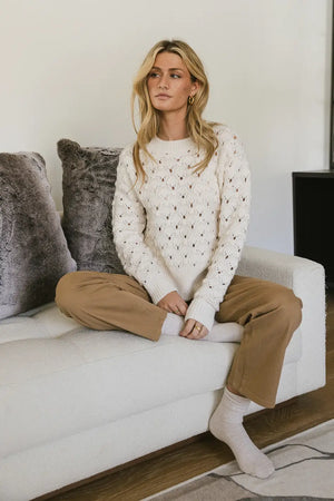 Tessa Pointelle Sweater in Cream