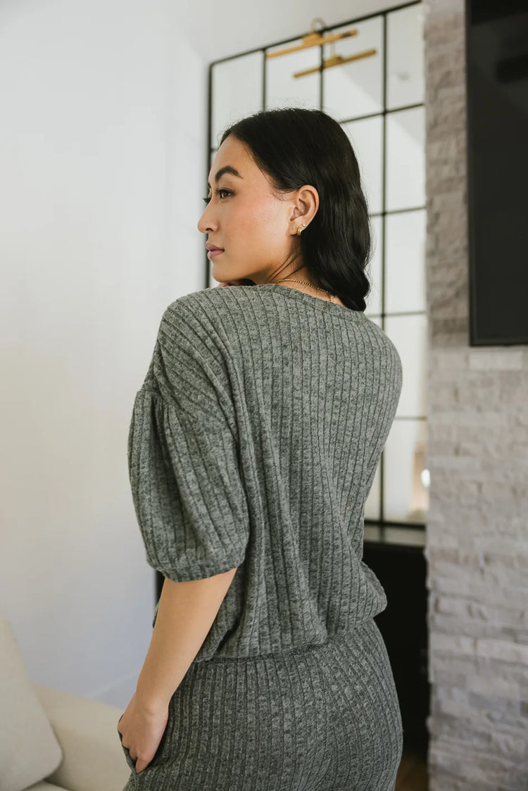 knit top ribbed in green 