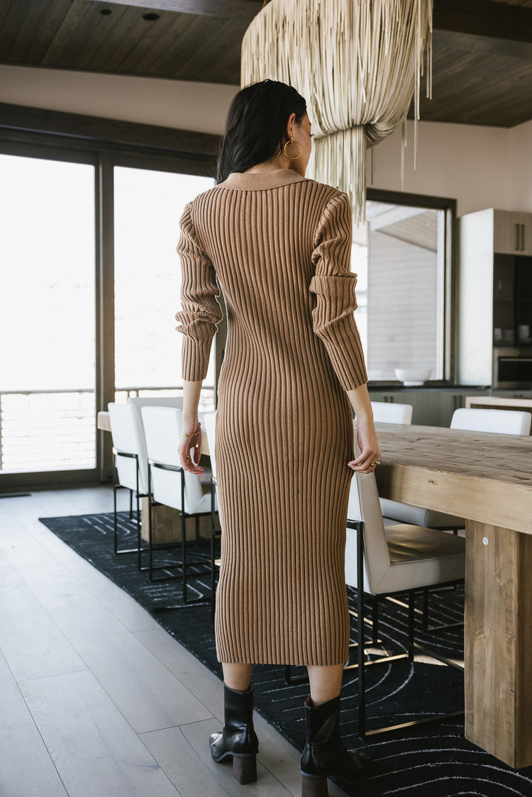 button detail ribbed dress