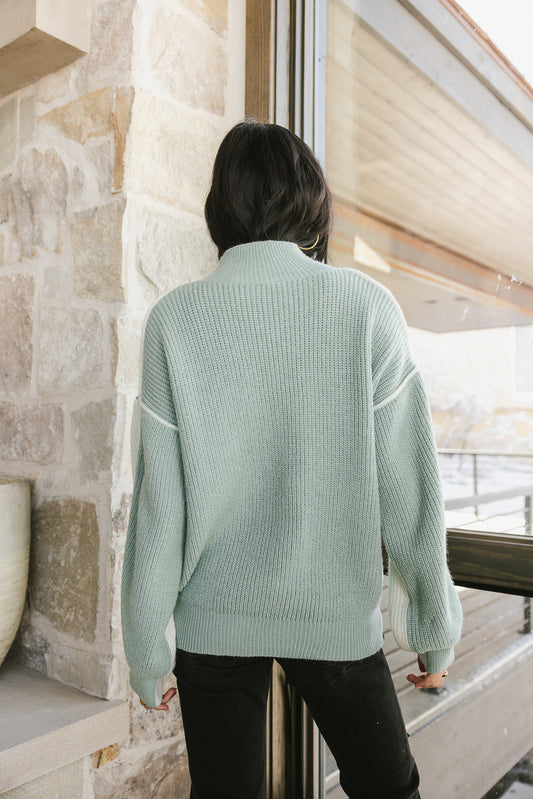 ribbed teal sweater