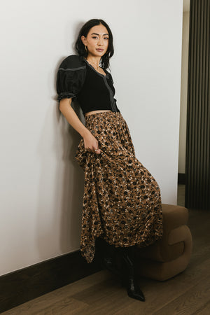 Kristina Floral Skirt in Brown