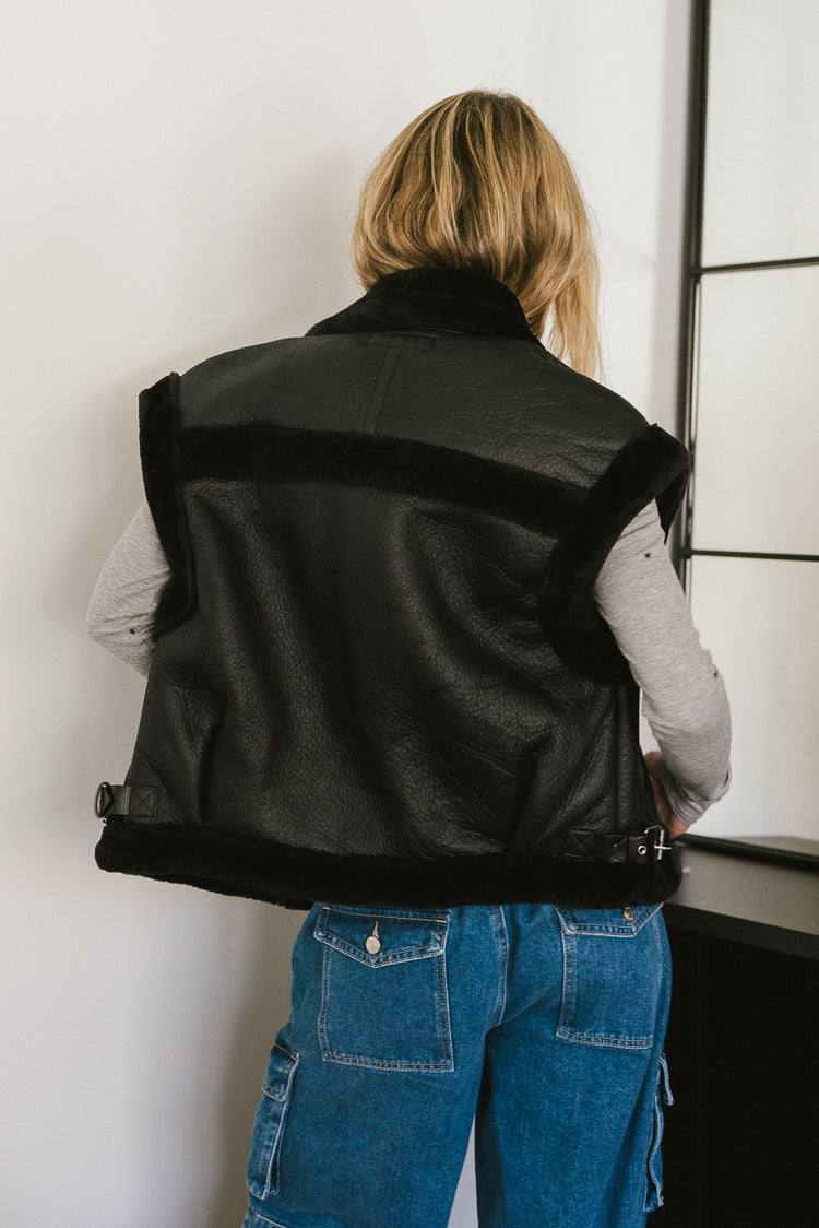 faux leather black vest