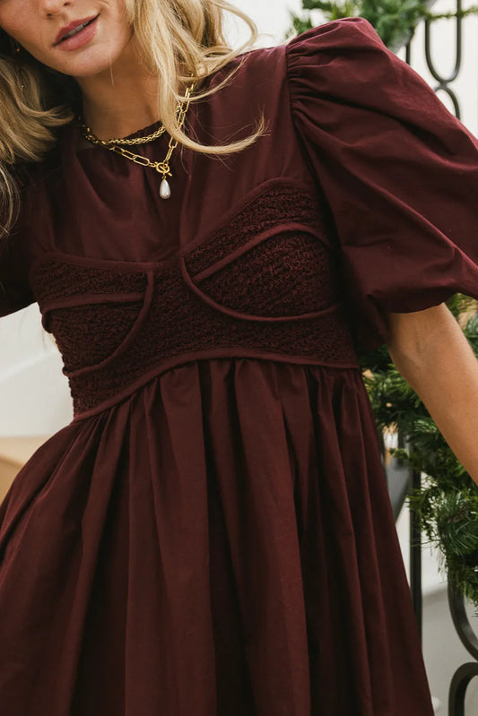 Front detailed maxi dress in burgundy 