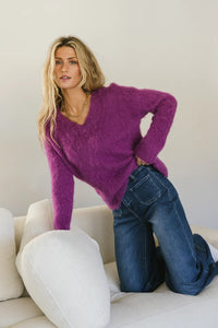 Long sleeves sweater in fuchsia 