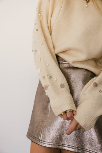 rhinestone and sequin sleeve sweater