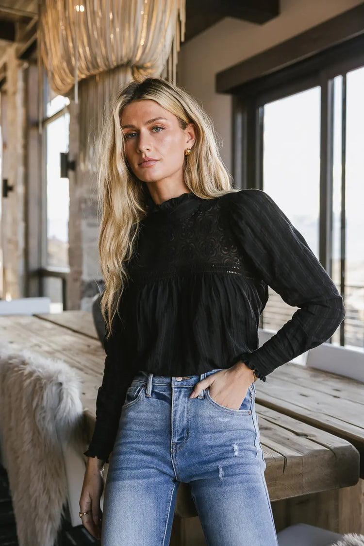 Long sleeves top in black 