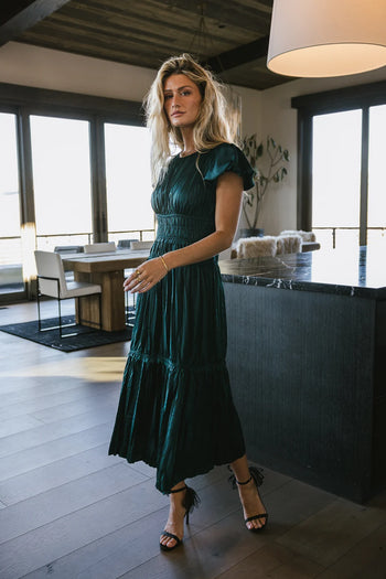Puff sleeves dress in teal 