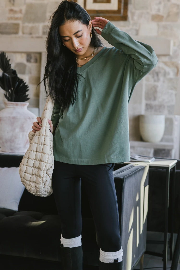 Oversized fitted top in green 