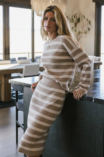 Striped sweater in taupe 