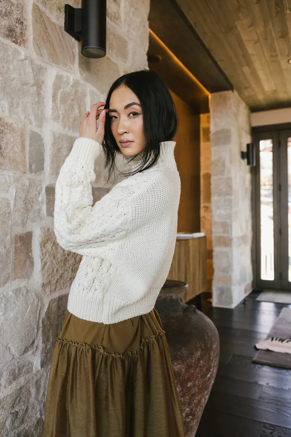 Long sleeves turtleneck in cream 