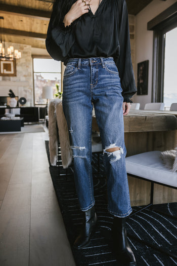 distressed knee denim