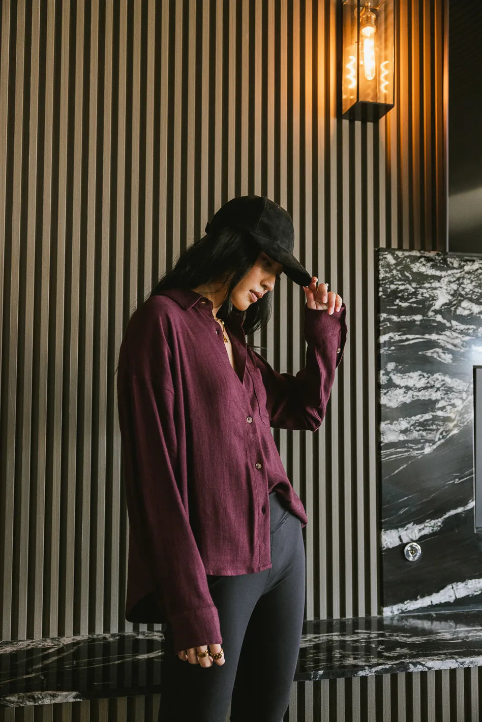Button up top in burgundy 