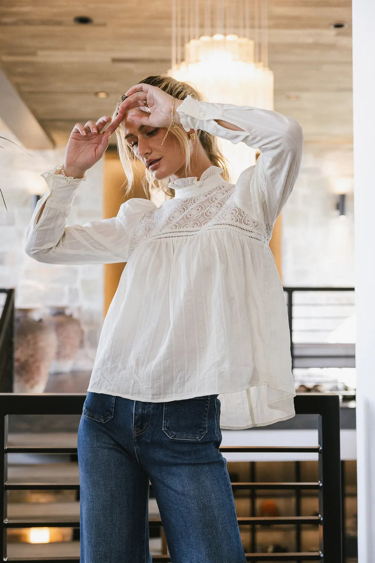 Long sleeves top in cream