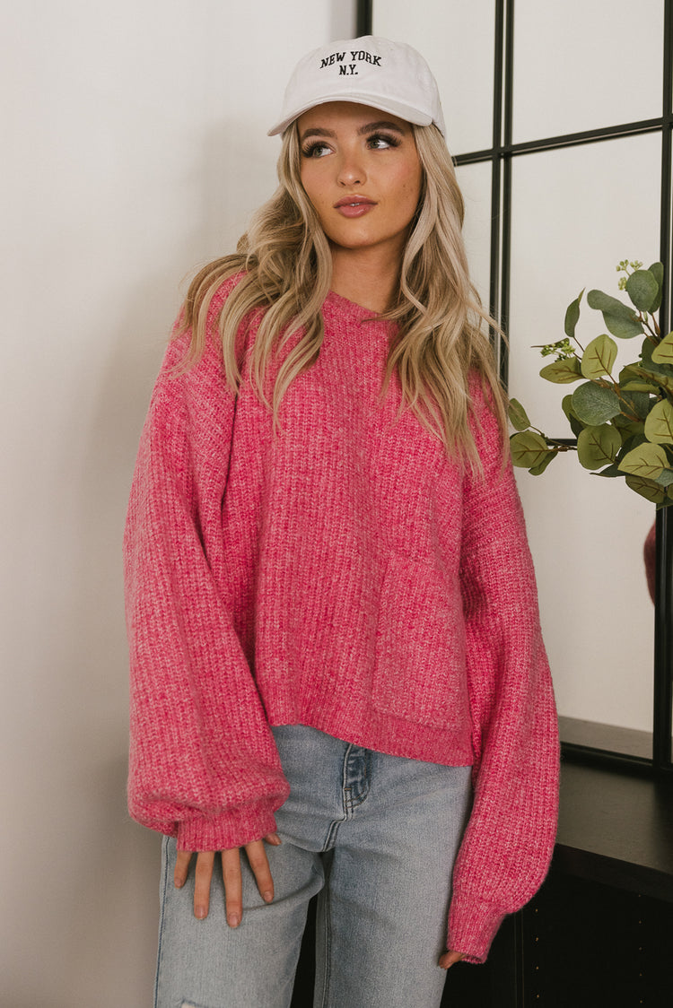 hot pink knit sweater