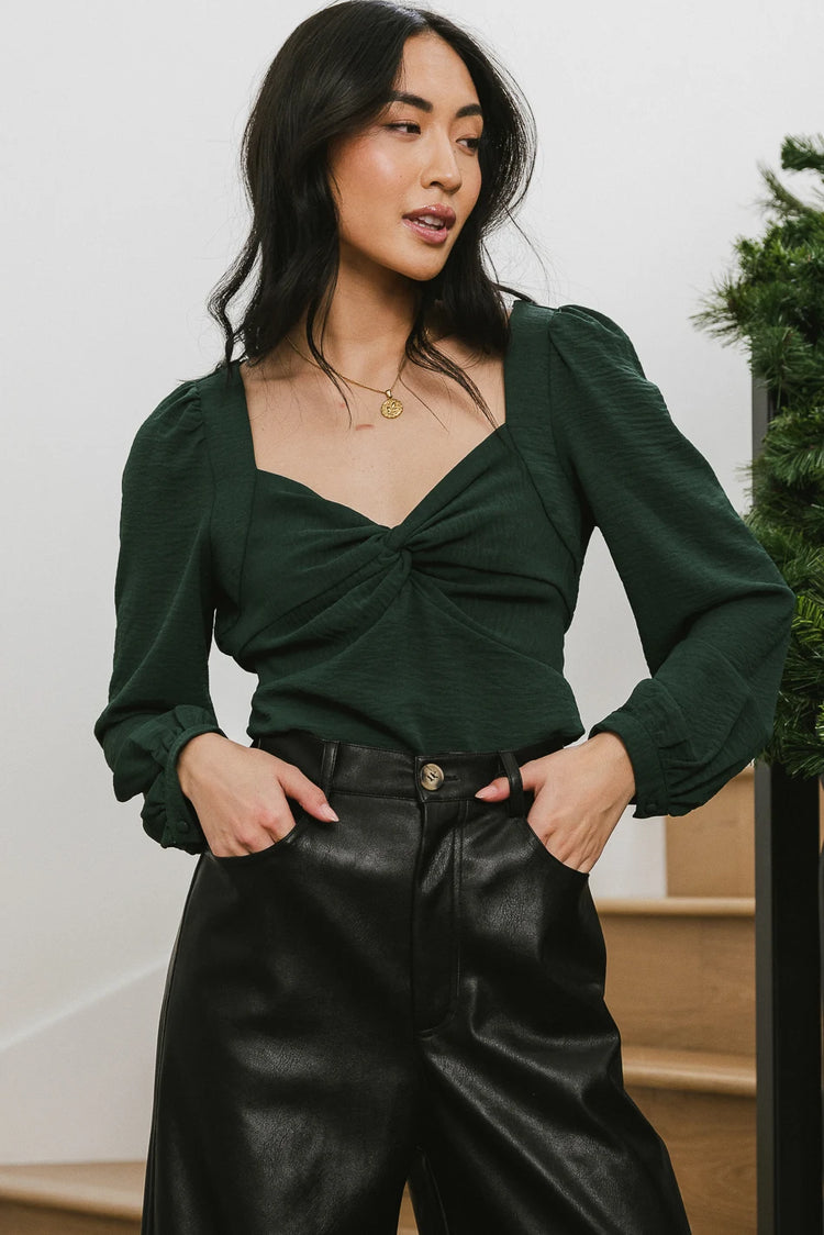 Maeve Twist Front Blouse in Emerald | böhme
