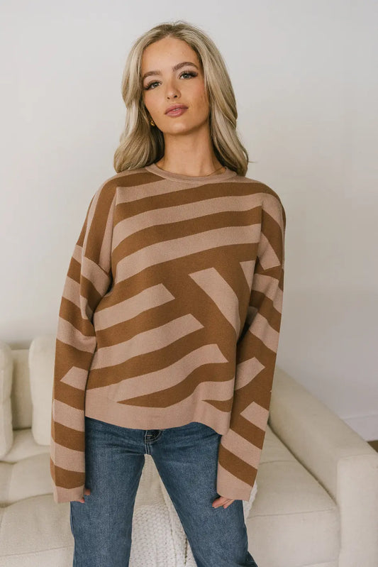 brown stiped sweater