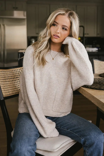 knit sweater in taupe 