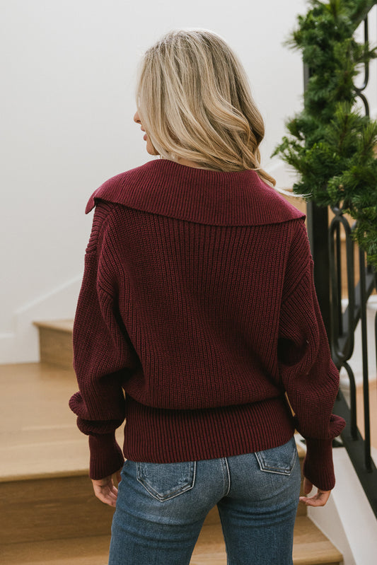 burgundy sweater with collar 