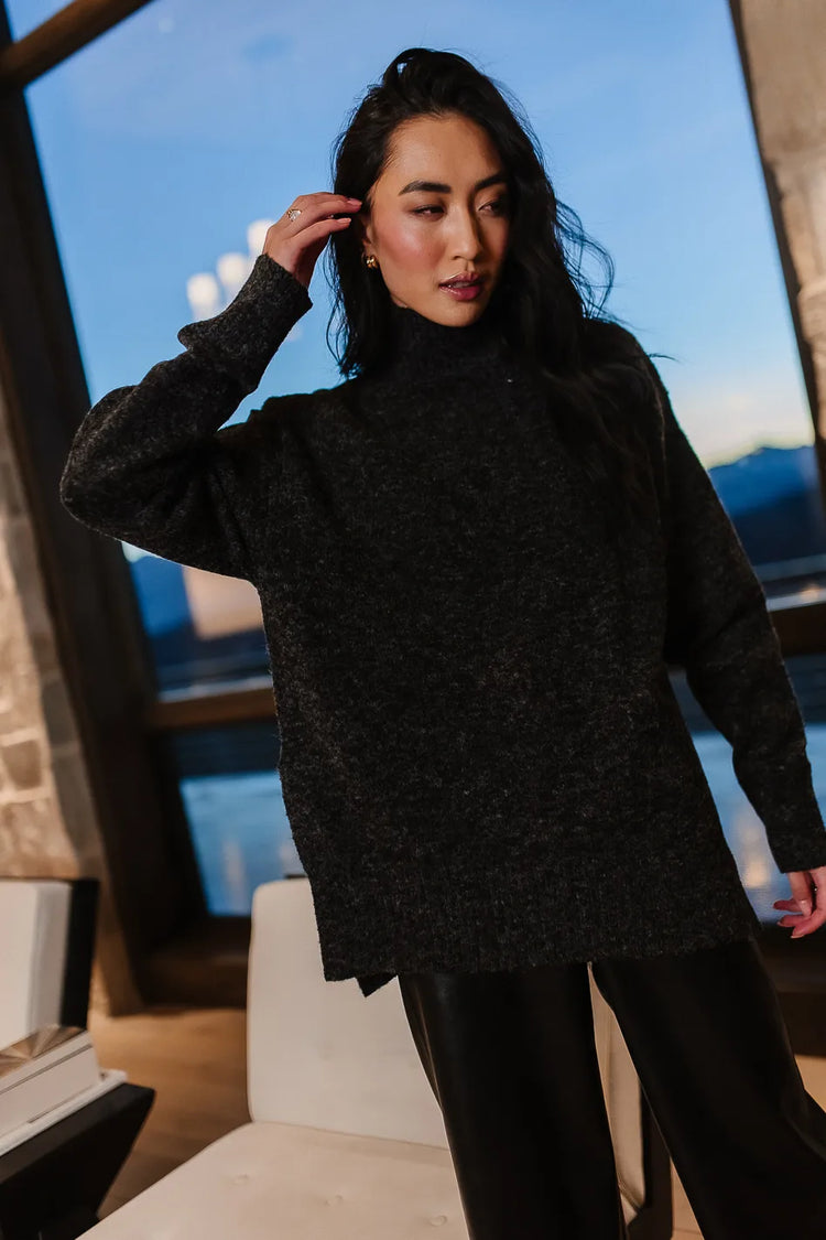 Gracie High Neck Sweater in Black | böhme