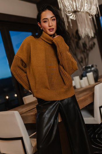 cognac turtleneck sweater