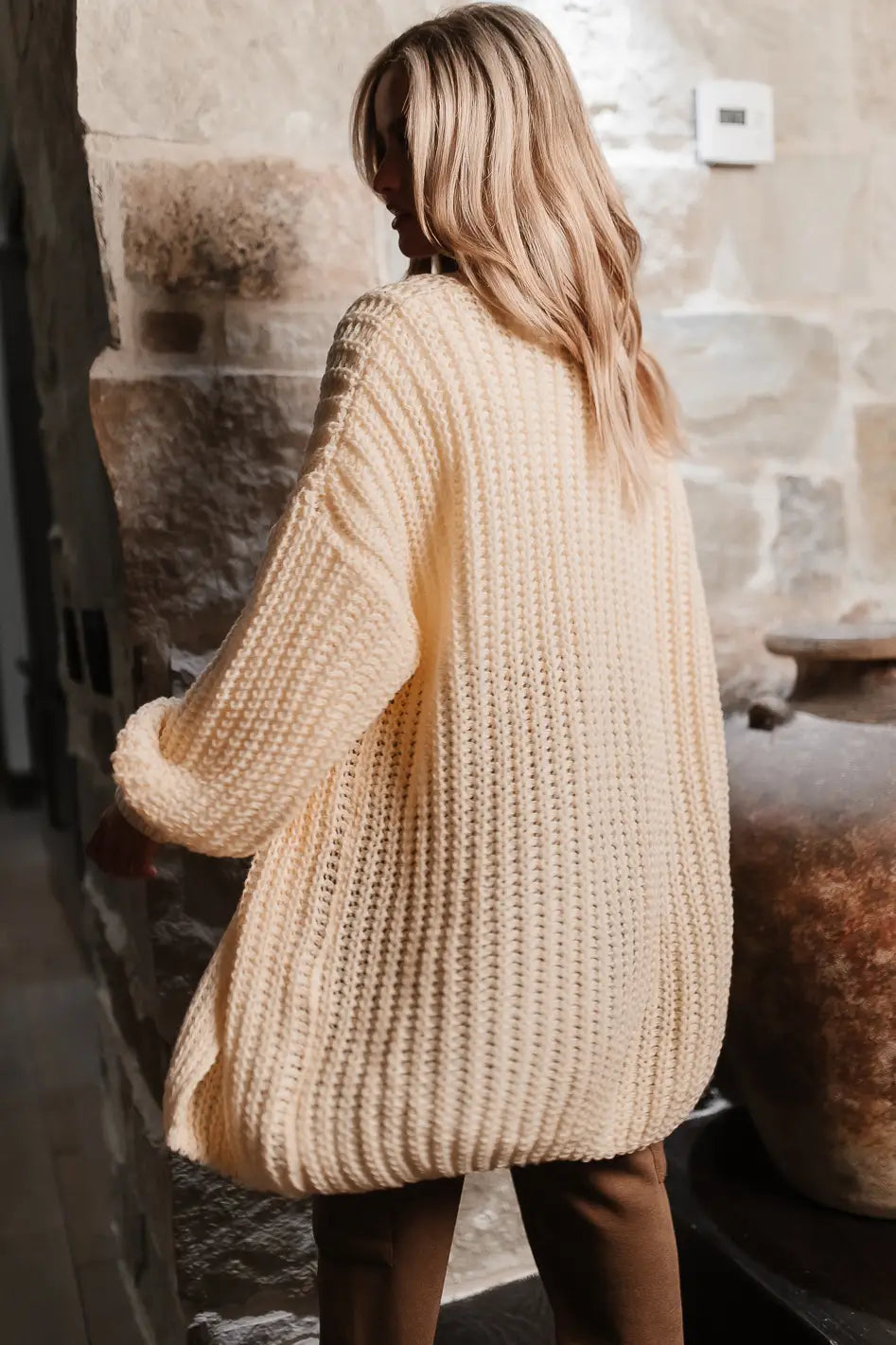 Palmer Long Cardigan in Cream bohme