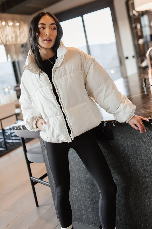 puffer coat in white